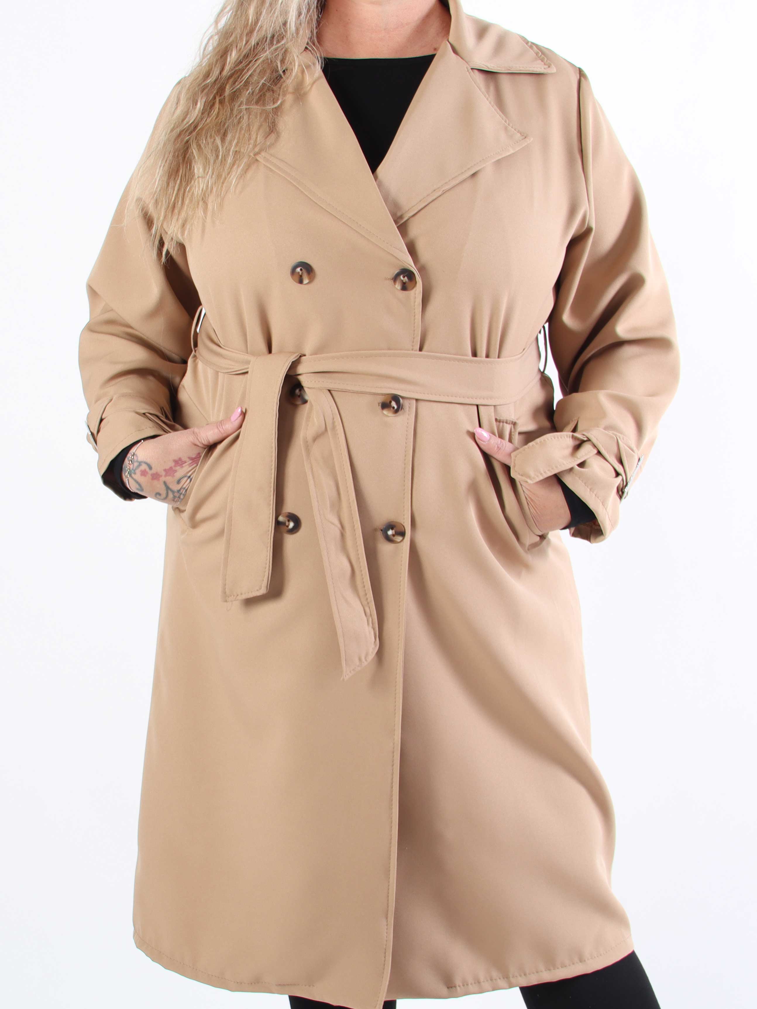 Sharpay - Lätt trenchcoat i plusstorlek med knytband